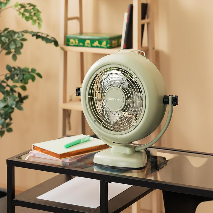 Cecotec - Tischventilatoren EnergySilence 800 RetroDesk Green, 20 W Leistung, Durchmesser 20 cm, ein