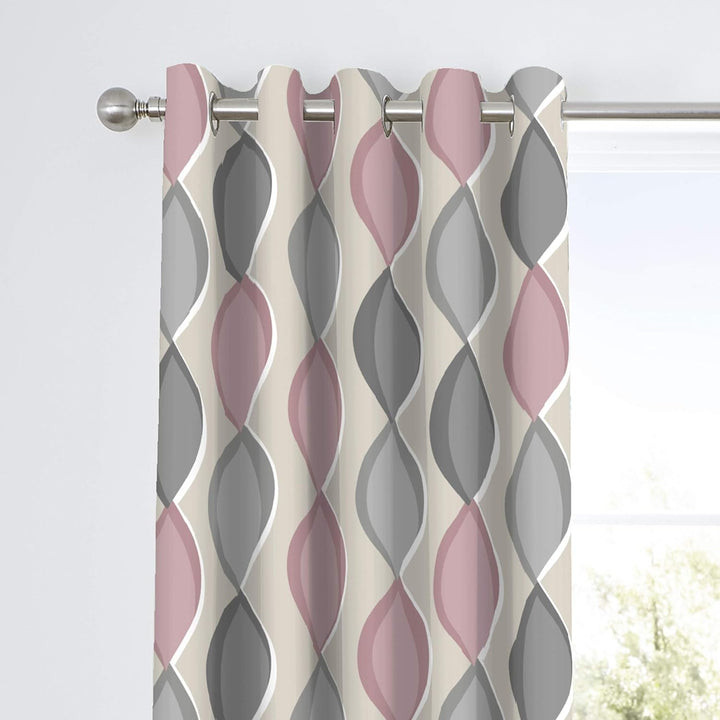 Fusion Lennox Vorhänge mit Ösen, 100 % Baumwolle, 117,8 x 137,2 cm, Grau / Blush 117 x 137cm Grau/Bl
