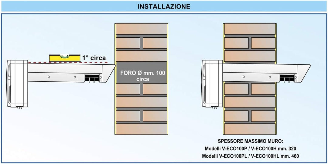 La Ventilazione V-eco100pl Wärmerückgewinner, 2 Strömungen, 46 cm