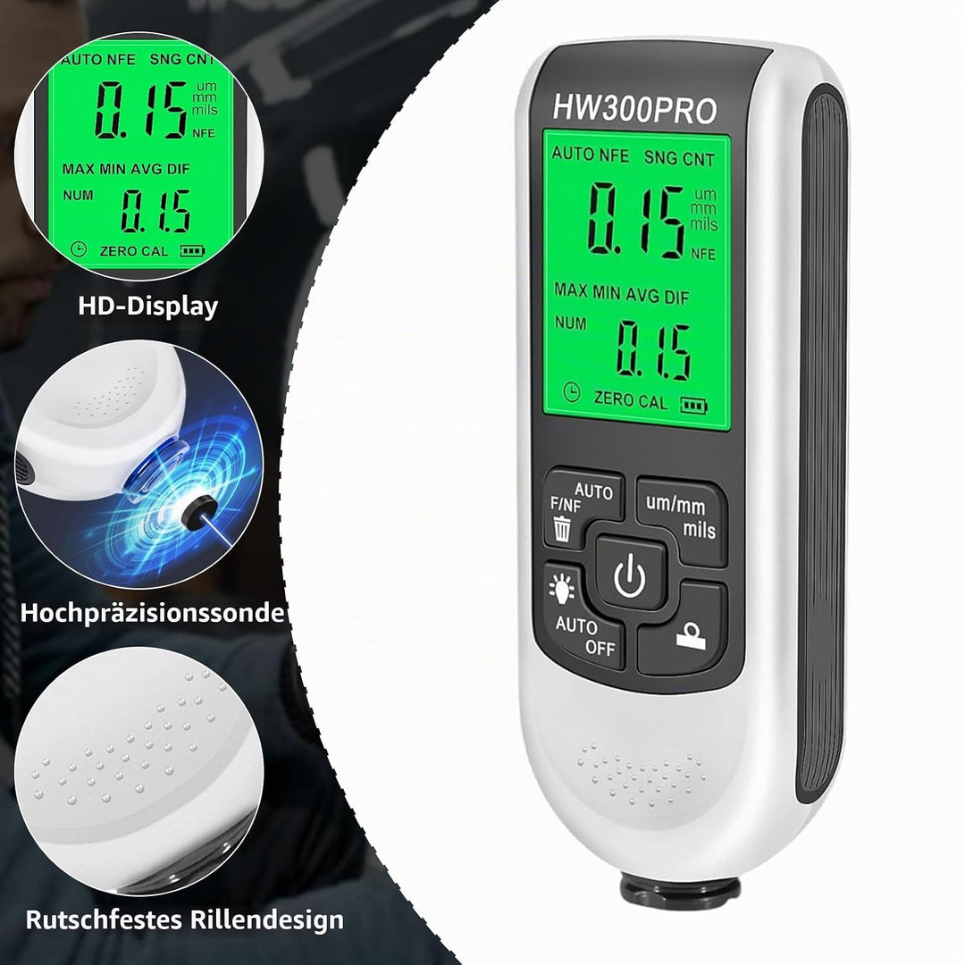 Digitales Schichtdickenmessgerät, Lackmessgerät Auto, 0-2000UM Lackdickenmessgerät, Farbdickenmessge