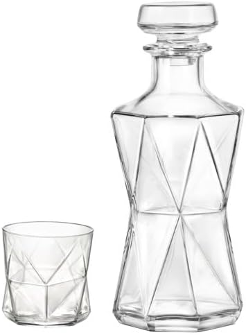 Bormioli Rocco Whiskey-Set Cassiopea (Dekanter mit 6 Gläsern, Geschenkset, Dekanterinhalt 1 Liter, G