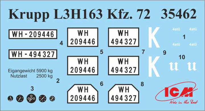 ICM ICM35462 35462 - 12785 Krup L3H163 Kraftfahrzeug 72 WWII German Radio Communication Truck, Grau