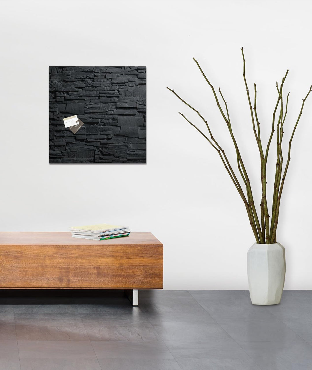 SIGEL GL169 Premium Glas-Magnettafel 48 x 48 cm Motiv Schiefer-Stone hochglänzend, TÜV geprüft, einf