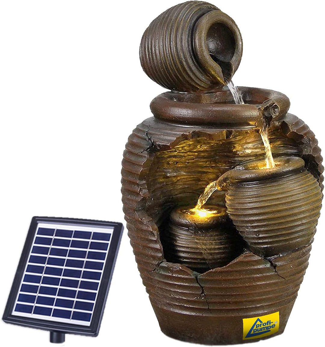 Solar Gartenbrunnen Brunnen Solarbrunnen Zierbrunnen Wasserfall Gartenleuchte Teichpumpe für Terrass