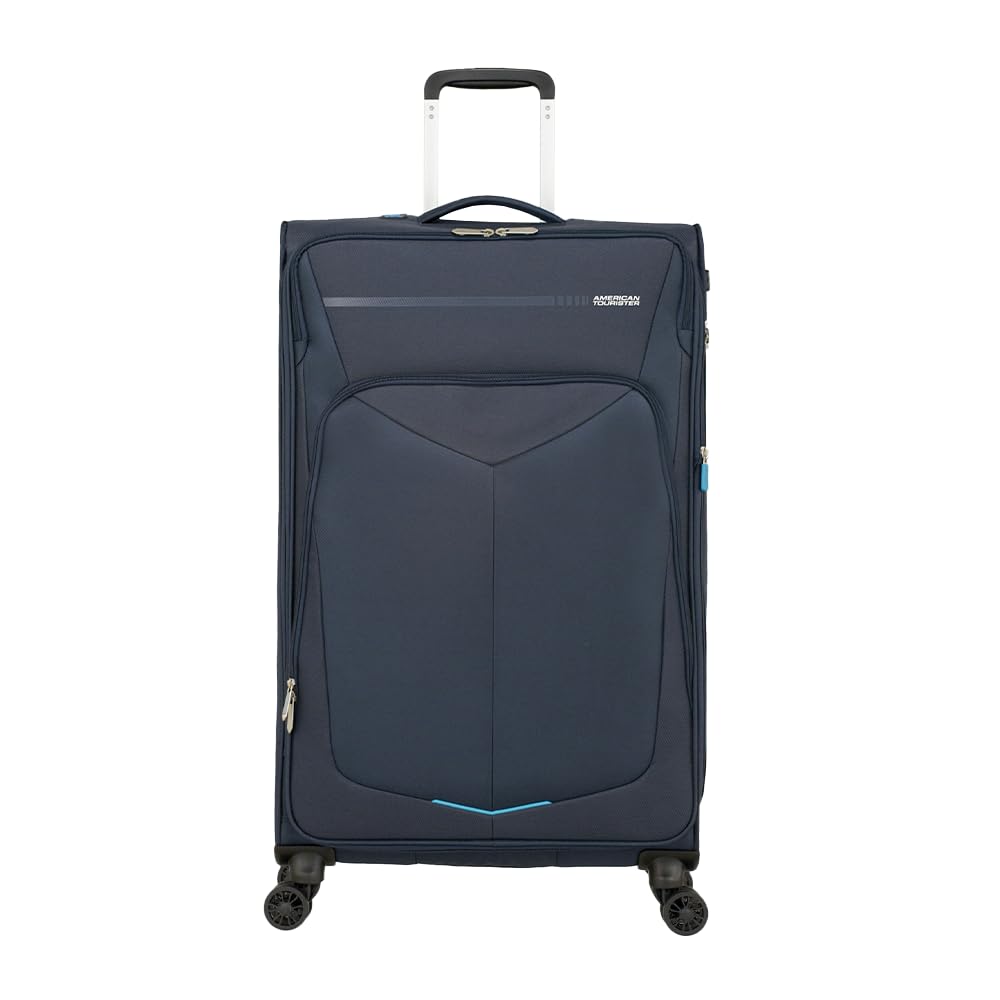 American Tourister Summerfunk Koffer, Blau (Navy), 79 cm, 119 Liter Spinner L Erweiterbar (79 cm - 1