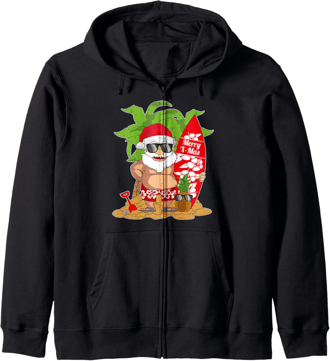Weihnachten im Juli I Santa Hawaii I Surfen Surf Kapuzenjacke