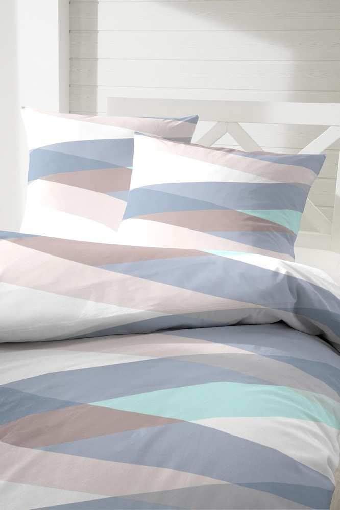 Hahn Seersucker Bettwäsche Muster Blau 155x220 cm + 80x80 cm 155x220 cm + 80x80 cm Blau, 155x220 cm