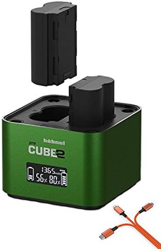 Hähnel Pro Cube 2 Doppelladegerät für DSLR-Kamera Akkus, mit Mingon-Einsatz, Display und Autoladeger