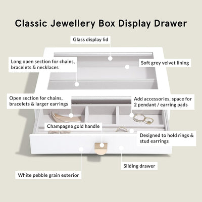 Stackers Pebble White Classic Jewellery Box Display Drawer, White