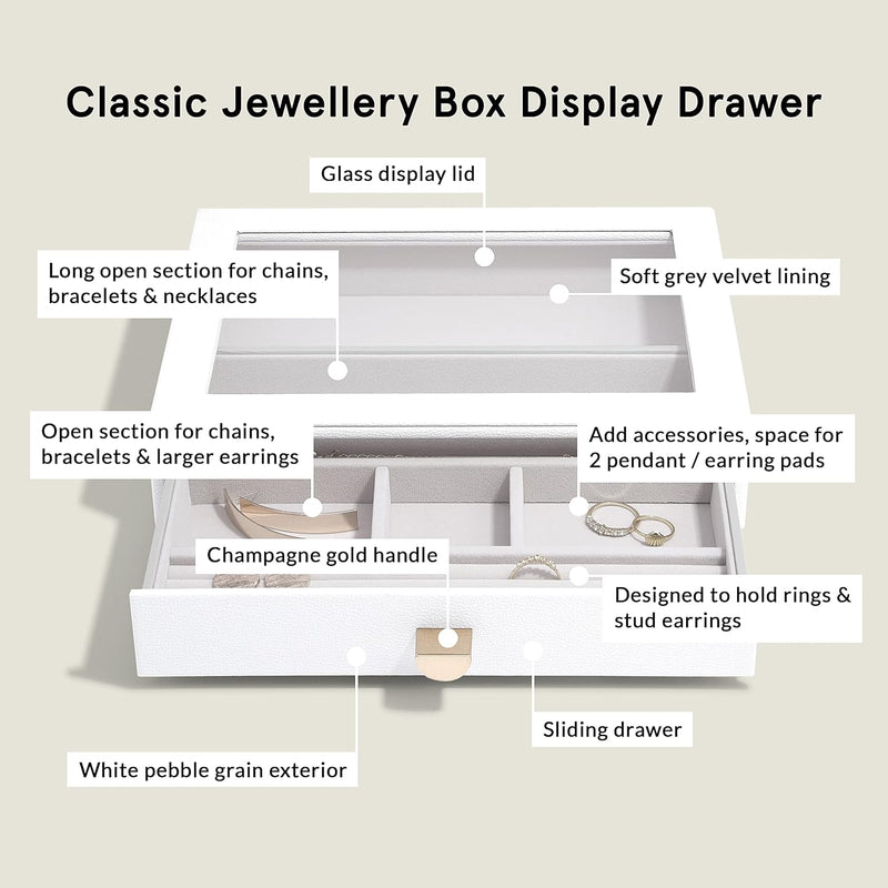 Stackers Pebble White Classic Jewellery Box Display Drawer, White