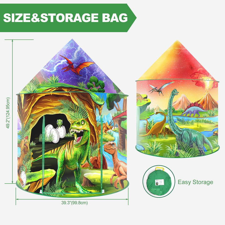 Dinosaurier Kinderzelt Spielzelt Für Jungen Und Mädchen Pop-Up Zelt Für Drinnen &amp; Draussen,Faltbares