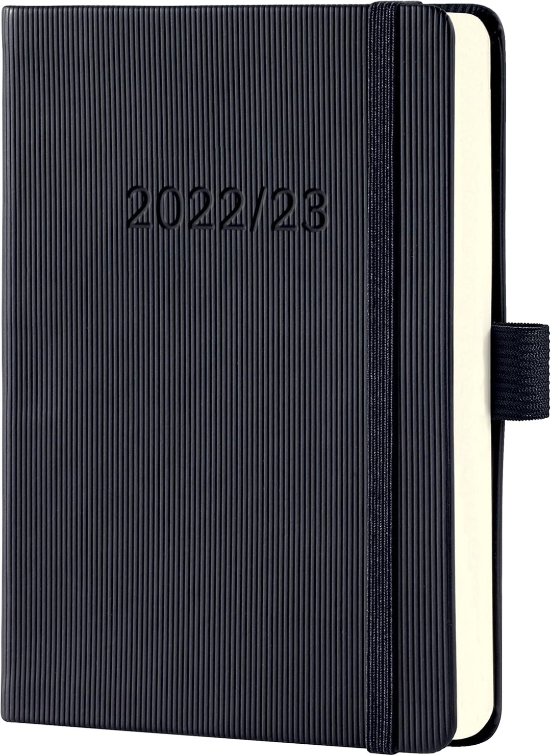 SIGEL C2302 Terminplaner Wochenkalender 2022/2023 - ca. A6 - schwarz - Hardcover - Gummiband, Stifts