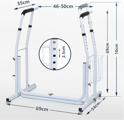 Ikodm Mobile Toiletten Aufstehhilfe Höhenverstellbar Toilettenstützgestell Rutschfest WC Stützgestel