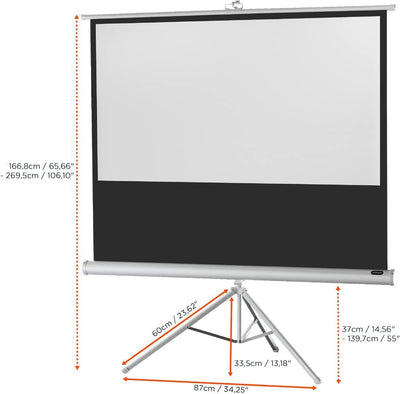 celexon tragbare Beamer-Leinwand mit vormontiertem Ständer Mobile Stativ-Leinwand mit Tragegriff Wei