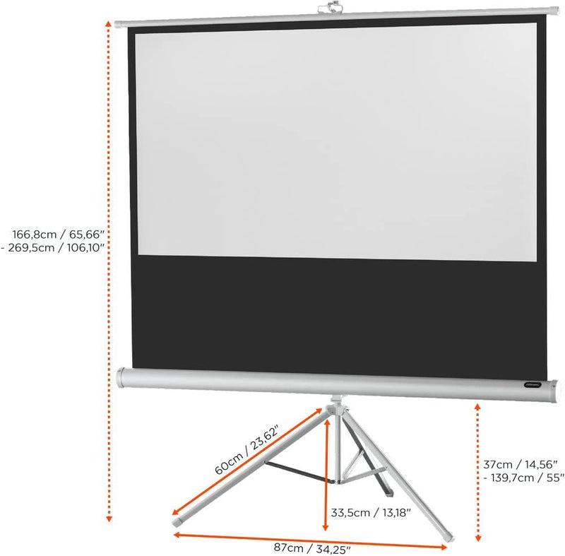 celexon tragbare Beamer-Leinwand mit vormontiertem Ständer Mobile Stativ-Leinwand mit Tragegriff Wei