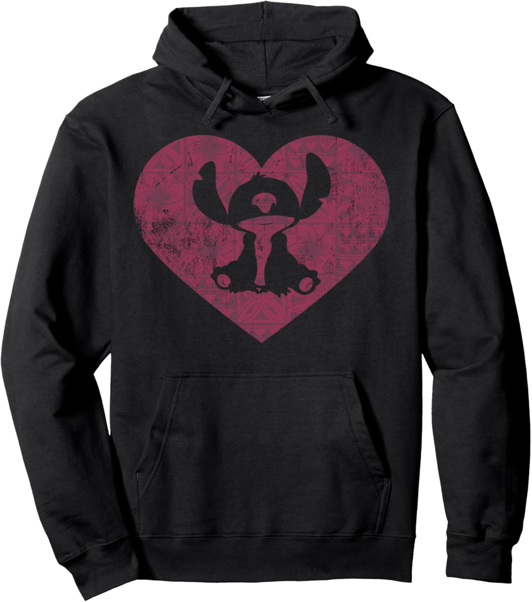 Disney Lilo & Stitch Valentinstag Stitch Heart Silhouette Pullover Hoodie