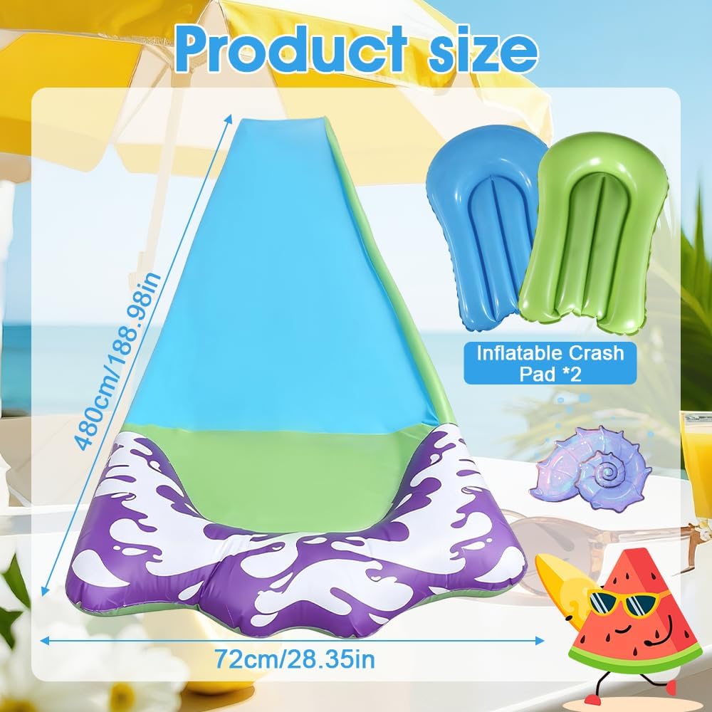 15.8 ft/480 Wasserrutsche Garten für Kinder, Wasserrutschmatte mit 2 Bodyboards, Rasenwasserrutschen