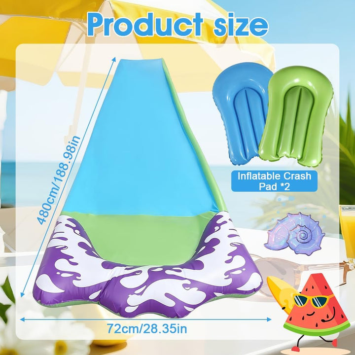 15.8 ft/480 Wasserrutsche Garten für Kinder, Wasserrutschmatte mit 2 Bodyboards, Rasenwasserrutschen