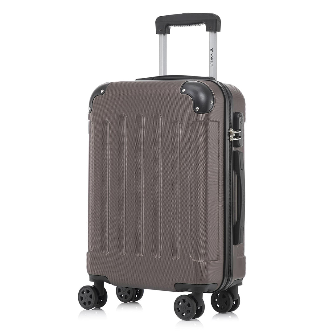 Koffer Suitcase M Braun, Trolley Reisekoffer, Rollkoffer Handgepäck, Kabinenkoffer mit 4 Rollen 360°