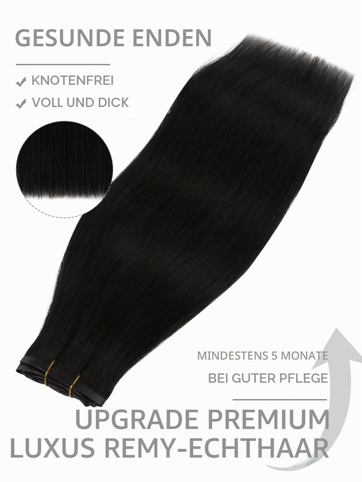 Nahtlose Clip In Extensions Echthaar, 50cm 7pcs 150g Tief Schwarz Echthaar Extensions Clip Remy Natü