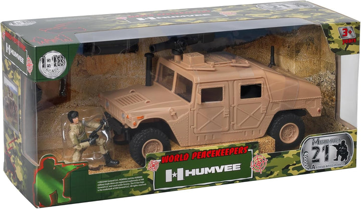 Peterkin World Peacekeeper Wüstenhumvee mit Militärfiguren und Zubehör, Massstab 1:18, Actionfiguren