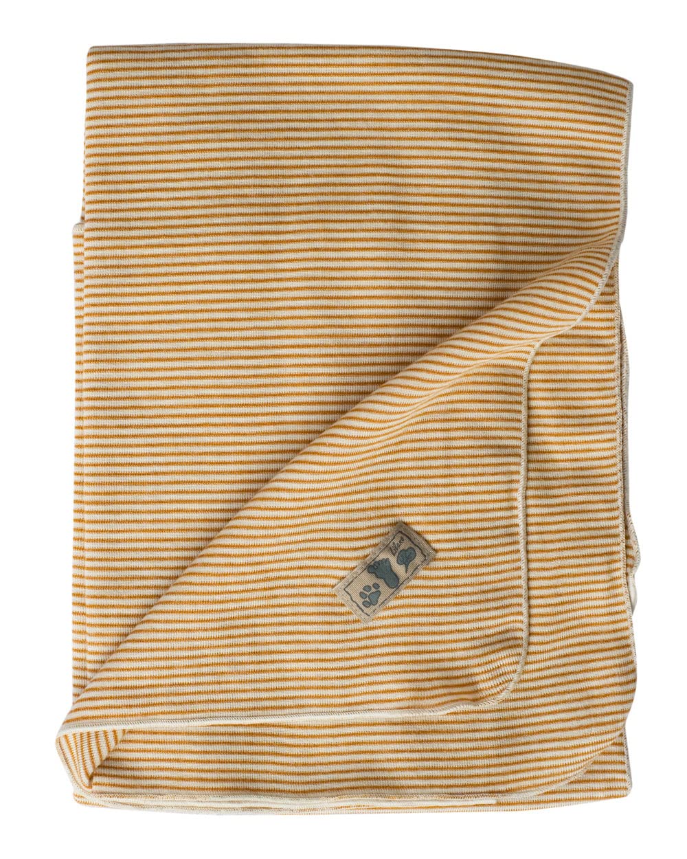 Lilano, Leichte Merino/Seide Ringel Babydecke, 70% Wolle (KBA), 30% Seide, 210Gr./m² (Curry Geringel