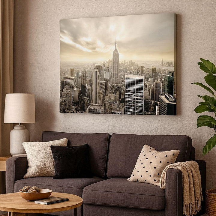 Bilder auf Leinwand 100x70cm Leinwandbild Stadt Wolkenkratzer Manhattan New York Gross Wanddeko Bild