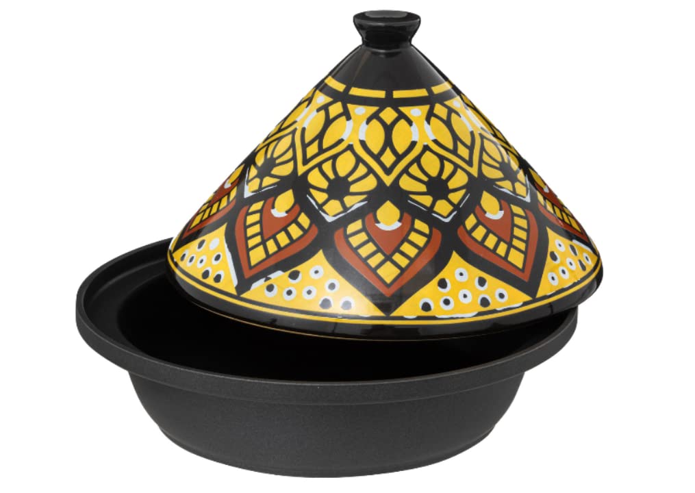 WEB2O Tajine Induktion und Glaskeramik, traditionell, Edelstahl, Gelb, 30,20 x 30,2 x 23 cm