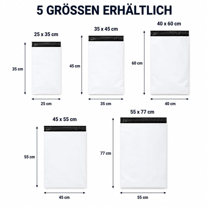 100 Weisse Plastik Versandtüten Versandbeutel Versandtaschen Folienversandtaschen LDPE Coex Folien 2