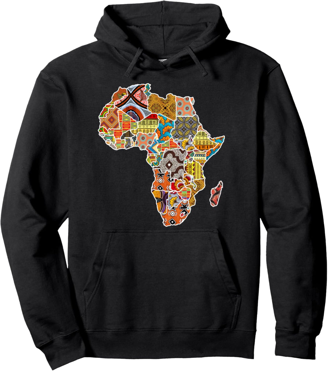 Africa Map with Traditional African Patterns Pullover Hoodie