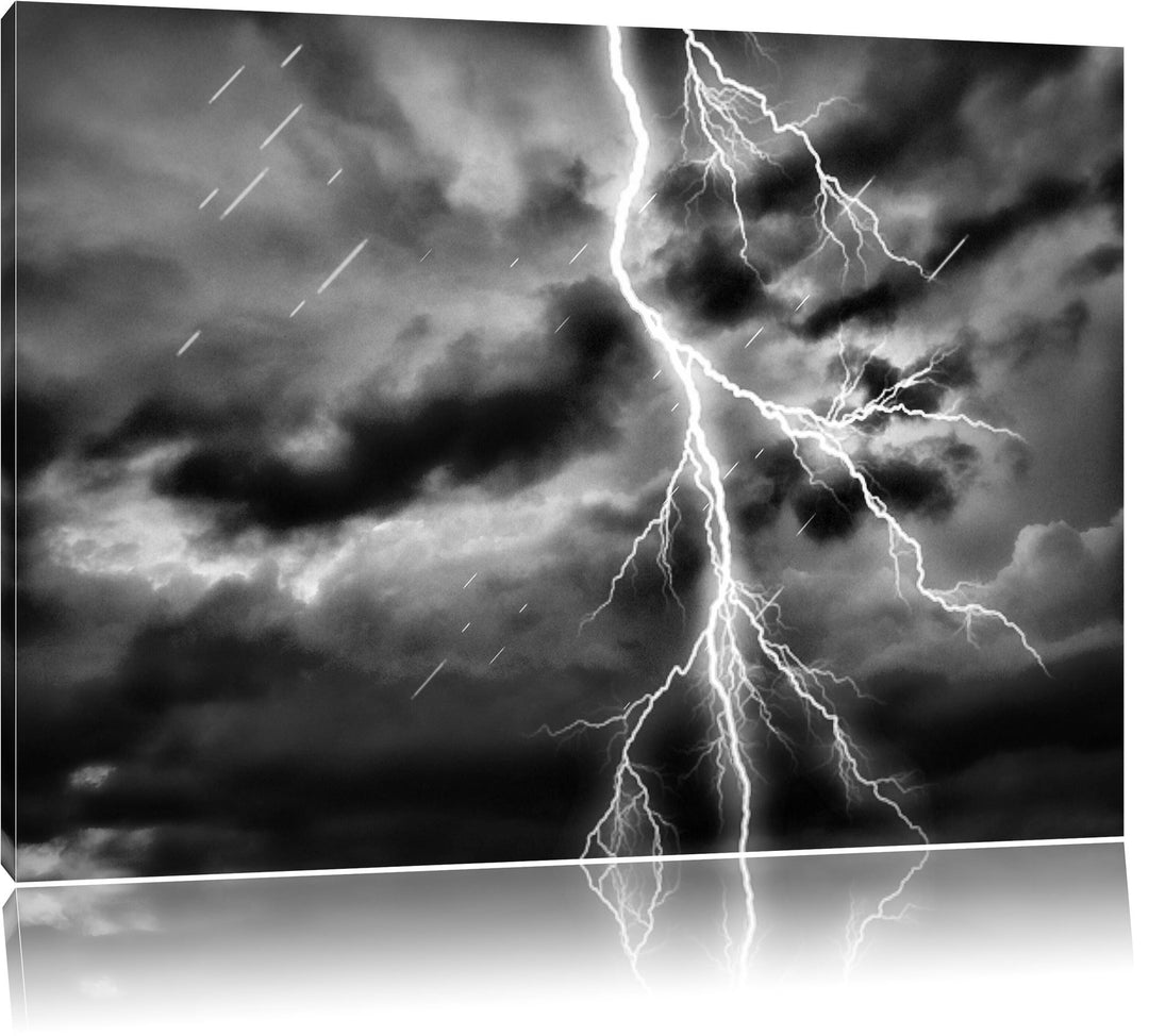 Pixxprint Blitz am Gewitterhimmel als Leinwandbild/Grösse: 100x70 / Wandbild/Kunstdruck/fertig bespa
