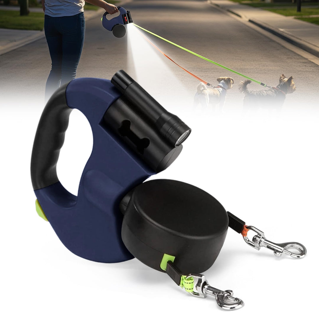 DASIAUTOEM Hundeleine Doppelleine für 2 Hunde, 3 m Ausziehbare Anti-Verwickel-Hundeleine mit 360° Dr