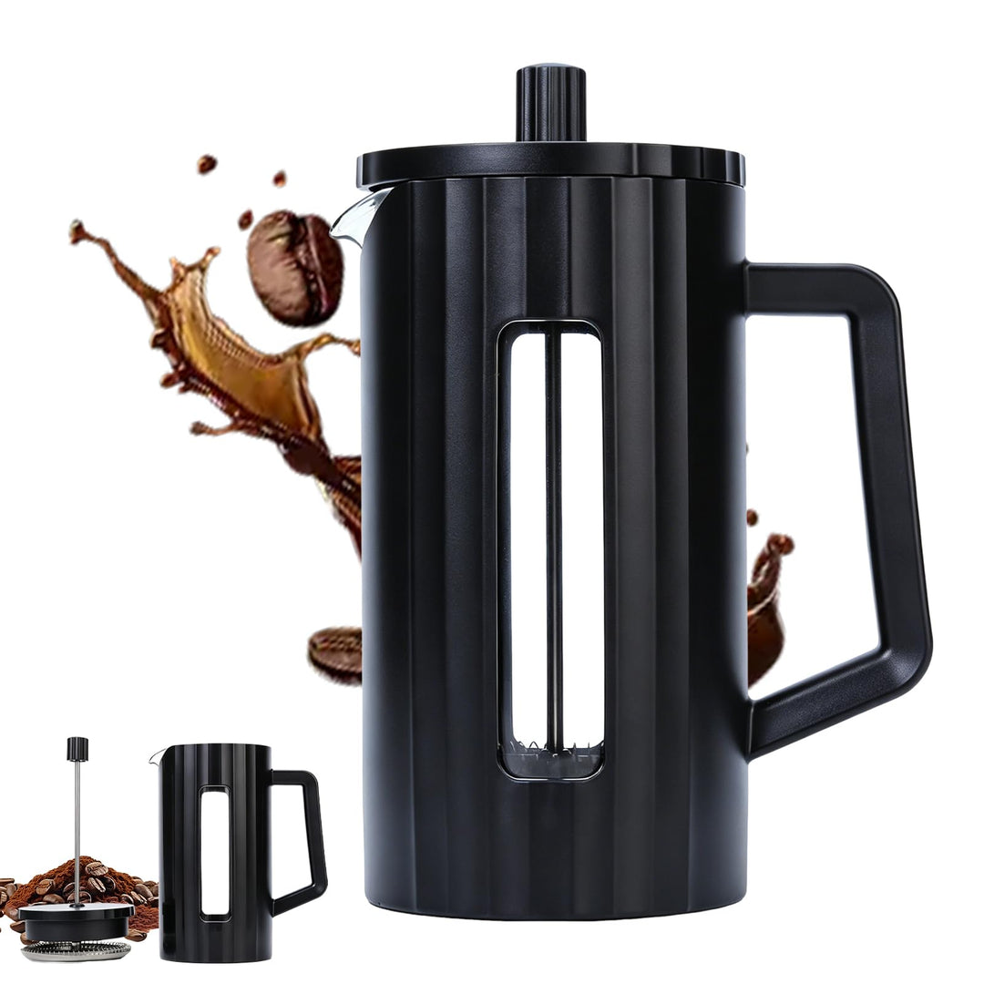 French Press Kaffeepresse 1000ml/34oz, Kaffeezubereiter aus heissfestem Glas mit Edelstahlfilter, BP