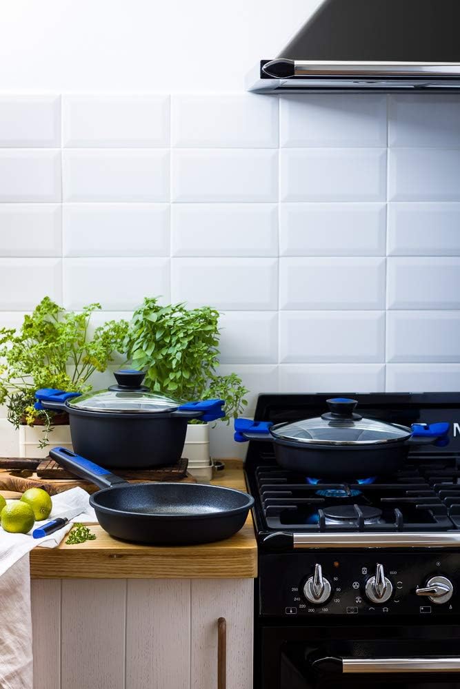 BRA Advanced | Glatte Grillplatte 40 cm, Aluminiumguss mit Antihaftbeschichtung, verstärkt für hervo