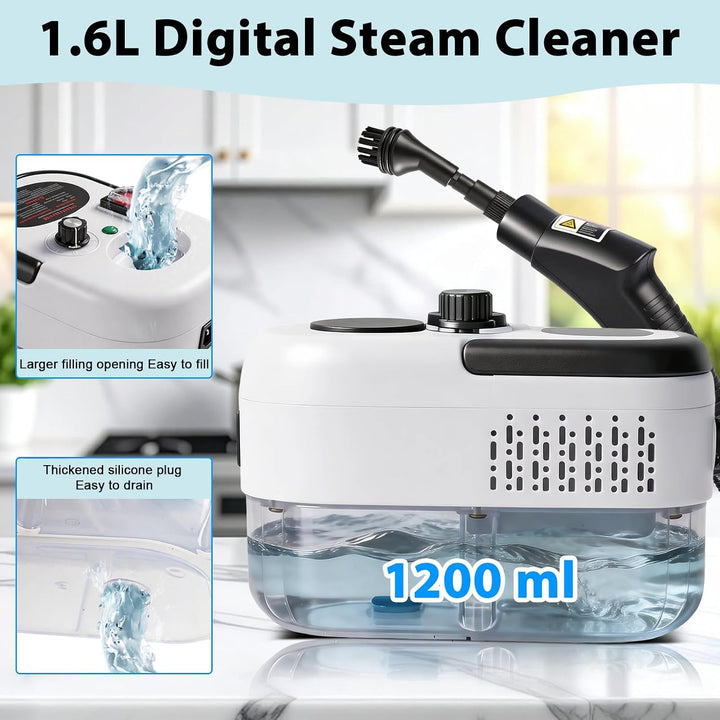 Dampfreiniger Handgerät Tragbarer, 1.2L Wassertank Steam Cleaner 3 Stufen
