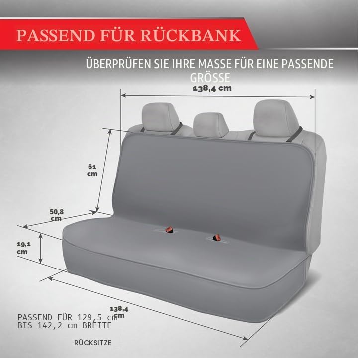BDK AquaShield Autositzbezug für Rückbank, wasserdichter Neopren-Rücksitzbezug für LKW, Van, SUV, id