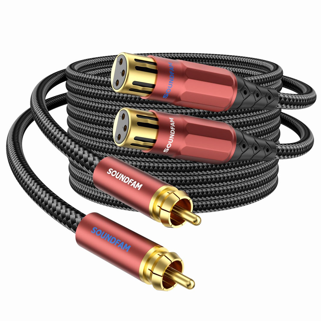 SOUNDFAM XLR auf Cinch Kabel 3M, PREMIUM 2 XLR Buchse zu 2 RCA Stecker Audio Verbindungskabel 3 M 2-