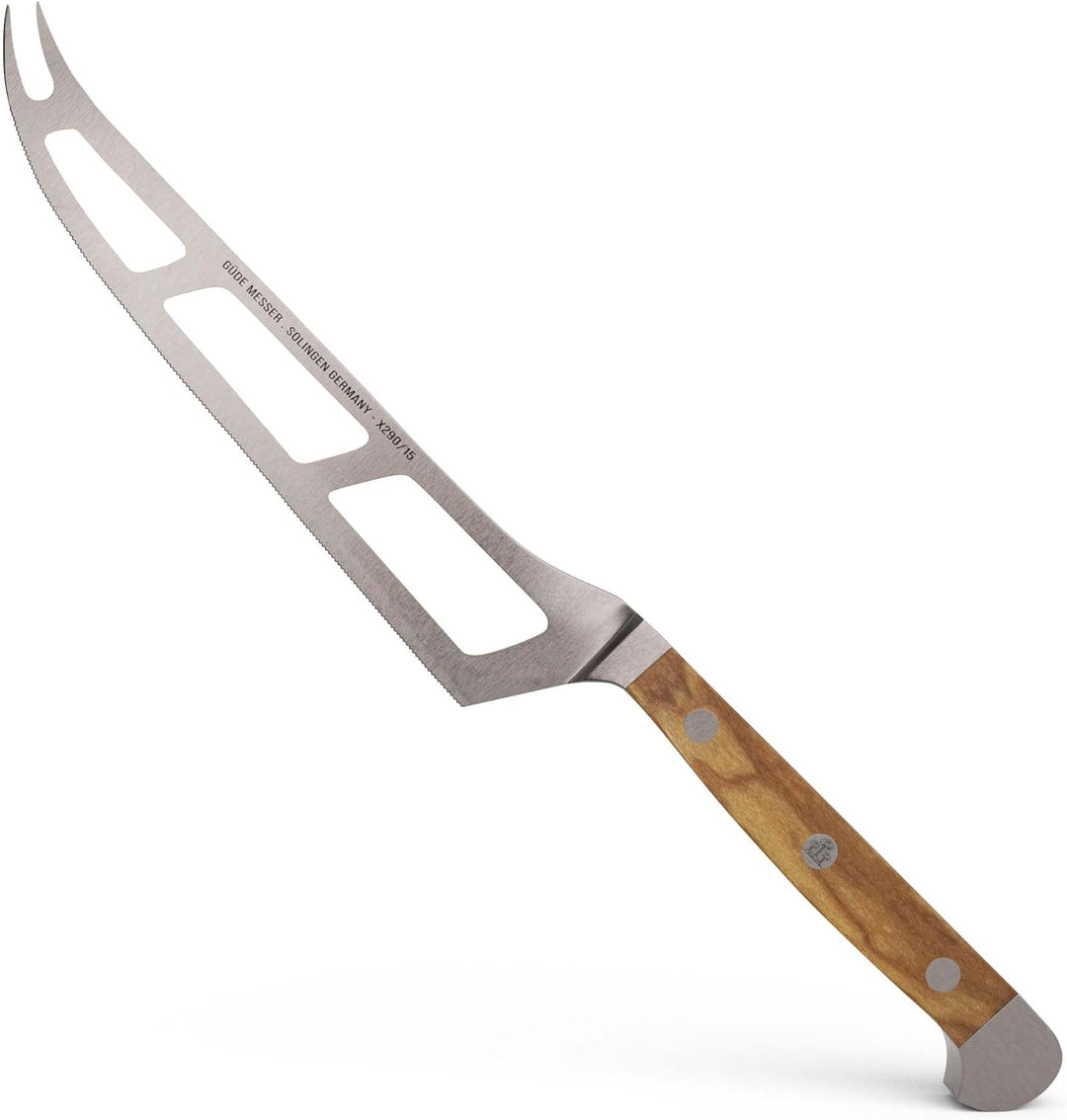 GÜDE Solingen - Weichkäsemesser Käsemesser geschmiedet, 15 cm, Olivenholz, ALPHA OLIVE, Doppelkropf,