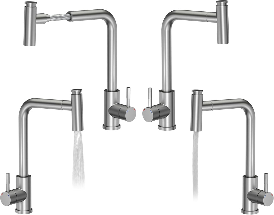 VBChome Set Spülbecken mit Armatur 60 x 50 cm Schwarz Spülmittelspender Siphon Matte Planke Granit S