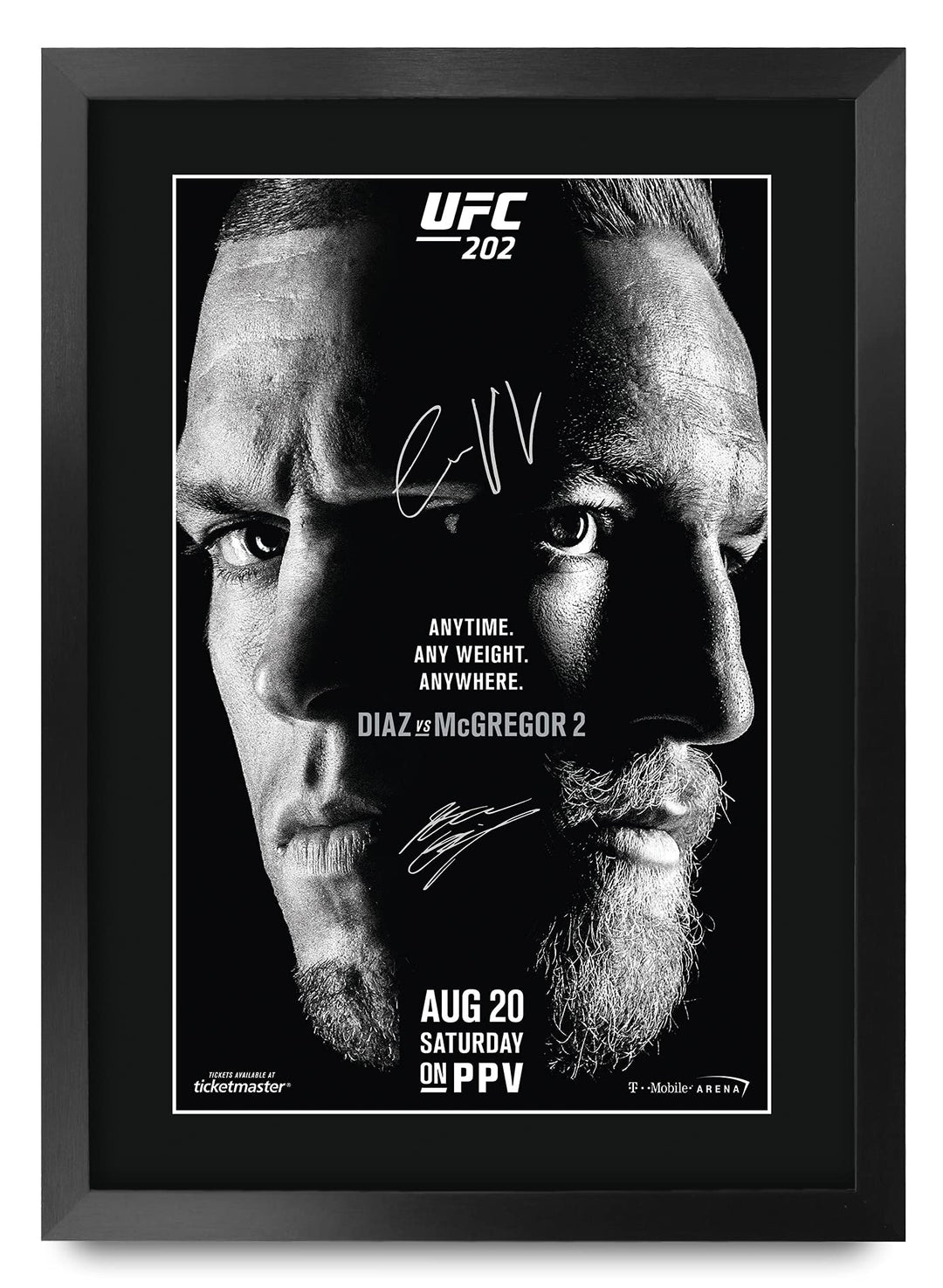 HWC Trading A3 FR UFC 202 Programm Poster Conor McGregor Nate Diaz signiertes Geschenk gerahmt A3 ge