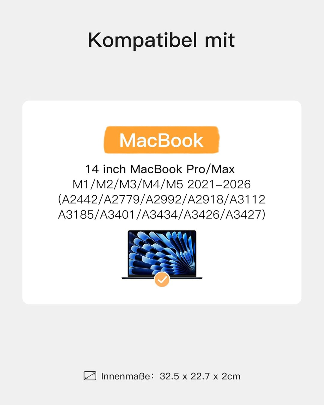 Inateck Eva stossfeste Laptoptasche kompatibel mit 14 MacBook Pro M3/M2/M1 Pro/Max 2023-2021, 13 Mac