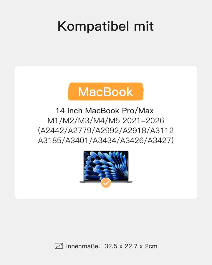 Inateck Eva stossfeste Laptoptasche kompatibel mit 14 MacBook Pro M3/M2/M1 Pro/Max 2023-2021, 13 Mac