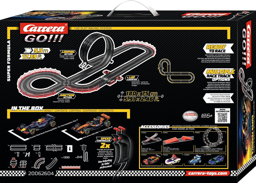 Carrera GO Super Formula – Formel-1-Rennbahn Set mit Red Bull RB21 M. Verstappen No.1 und McLaren MC