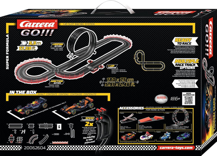 Carrera GO Super Formula – Formel-1-Rennbahn Set mit Red Bull RB21 M. Verstappen No.1 und McLaren MC