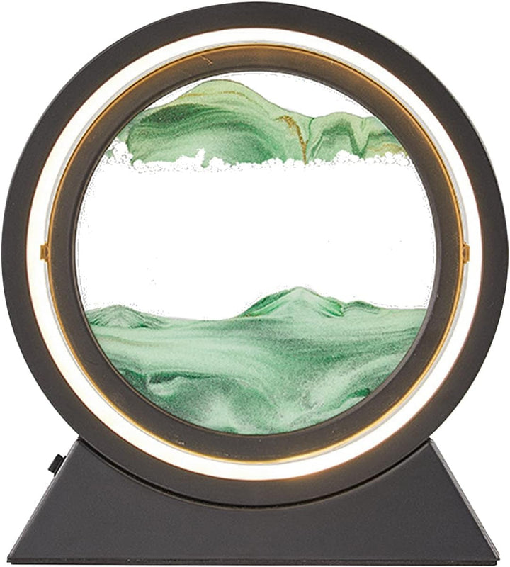 kyaoayo Sandbild Zum Drehen mit LED Nachtlicht，10" Dynamisch 3D Sandbilder zum Drehen，Tiefsee Sandbi