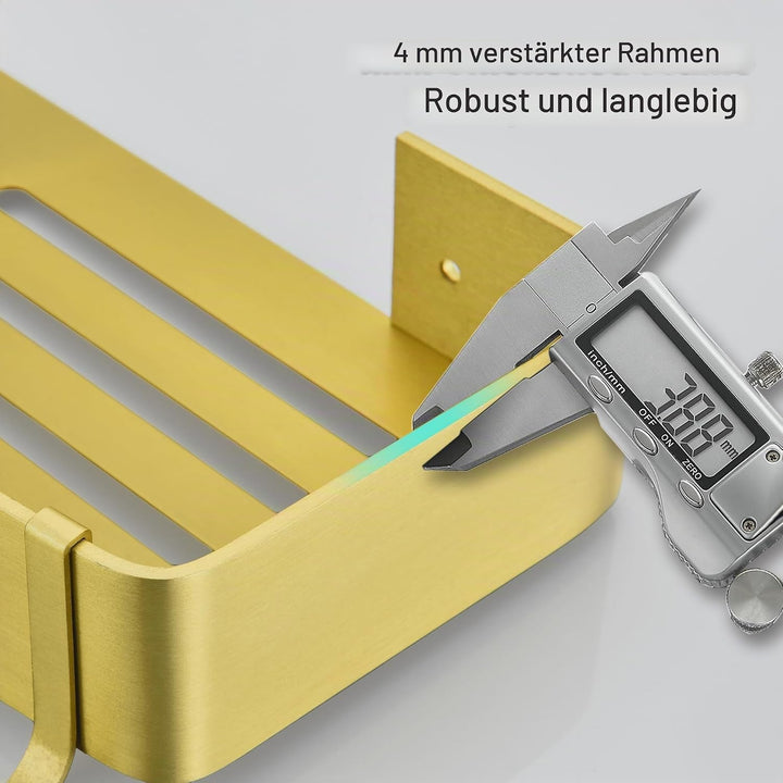 Duschablage Gold, Duschregal Ohne Bohren Dusche Regal für Badezimmer Rostfreies Shampoo Halterung Me
