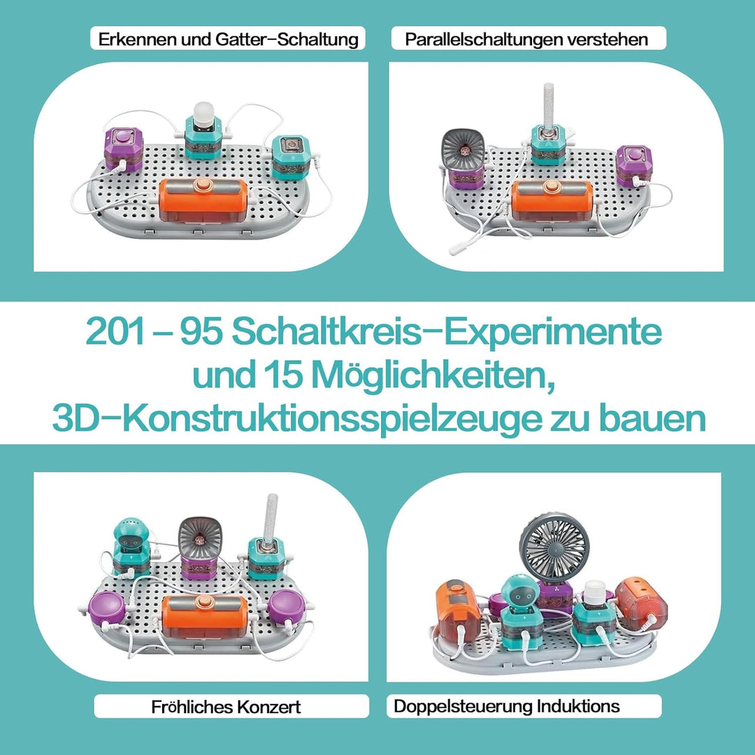 Elektronik Baukasten für Kinder STEM Physik Experimentierkasten mit Lichtsensor & Mikrofon Lernset m