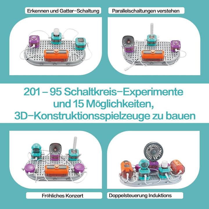 Elektronik Baukasten für Kinder STEM Physik Experimentierkasten mit Lichtsensor & Mikrofon Lernset m