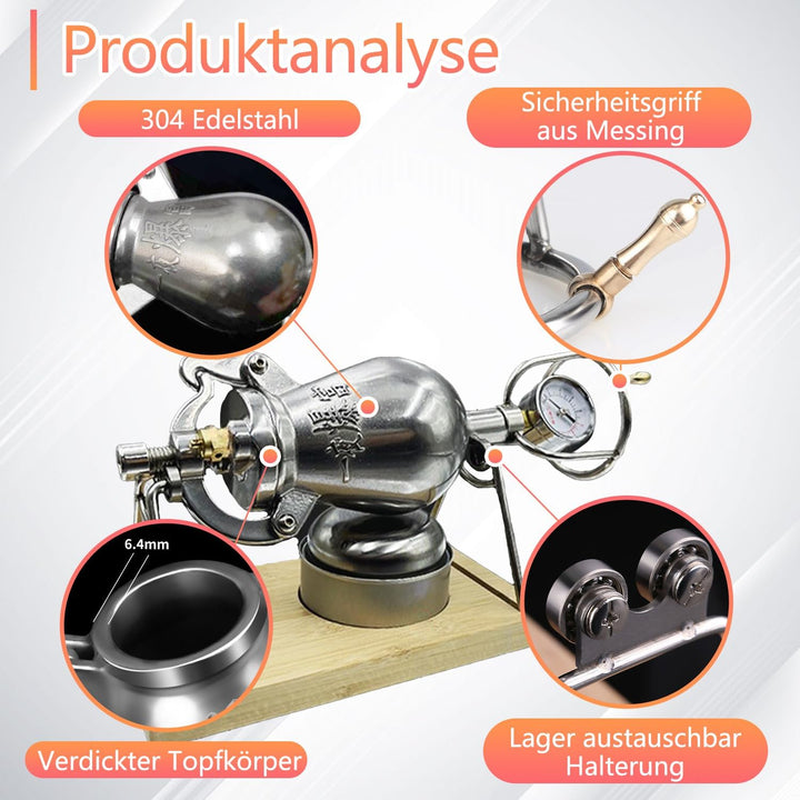 340ml Chinesische Popcornmaschine, Hand-Popcorn-Maschine, Edelstahl-Popcorn-Kanone, Hochdruck-Popcor