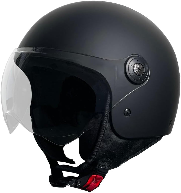 Jethelm Helm Motorradhelm RALLOX 588 Skull Grösse L matt schwarz mit Sonnenvisier, L